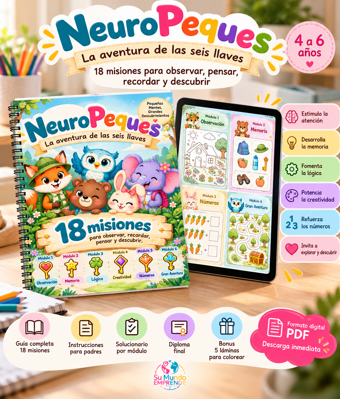 NeuroPeques: 18 misiones educativas para niños de 4 a 6 años